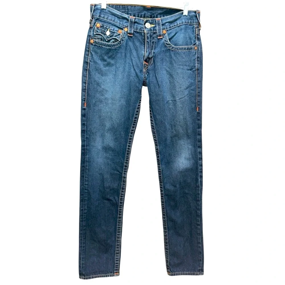 True Religion Dark Blue Straight Jeans, 31 X 33
